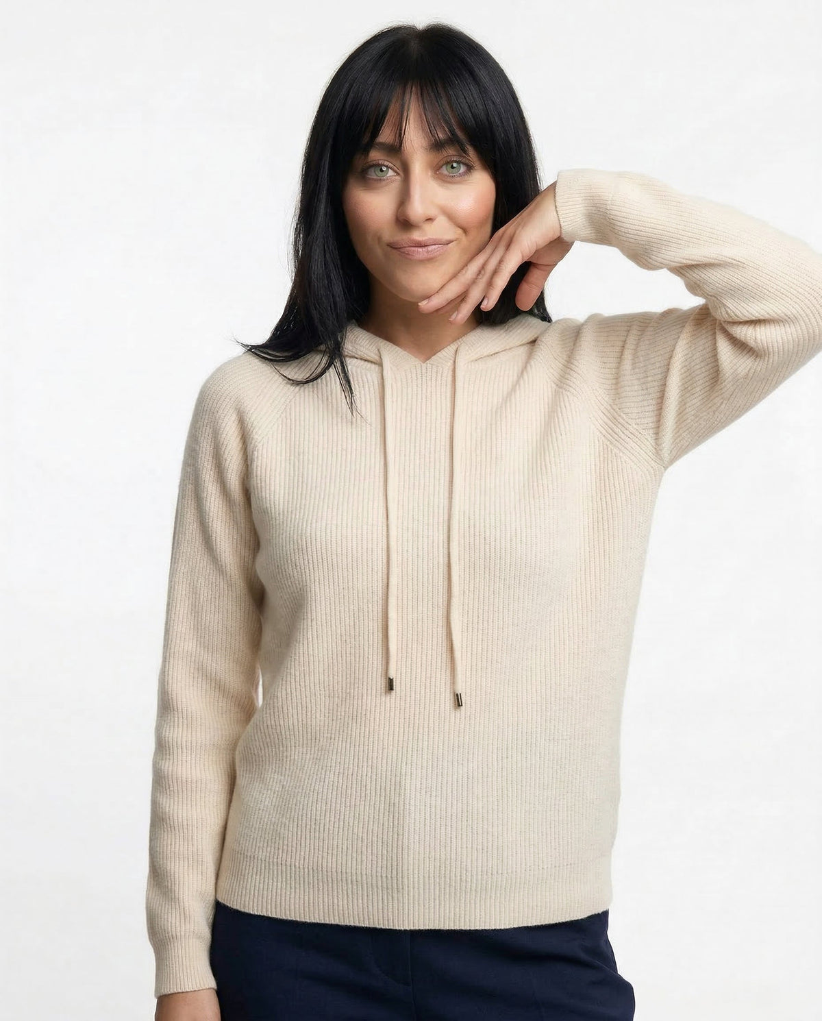 Plush Wool Blend Hoodie with Adjustable Drawstrings - photo 2