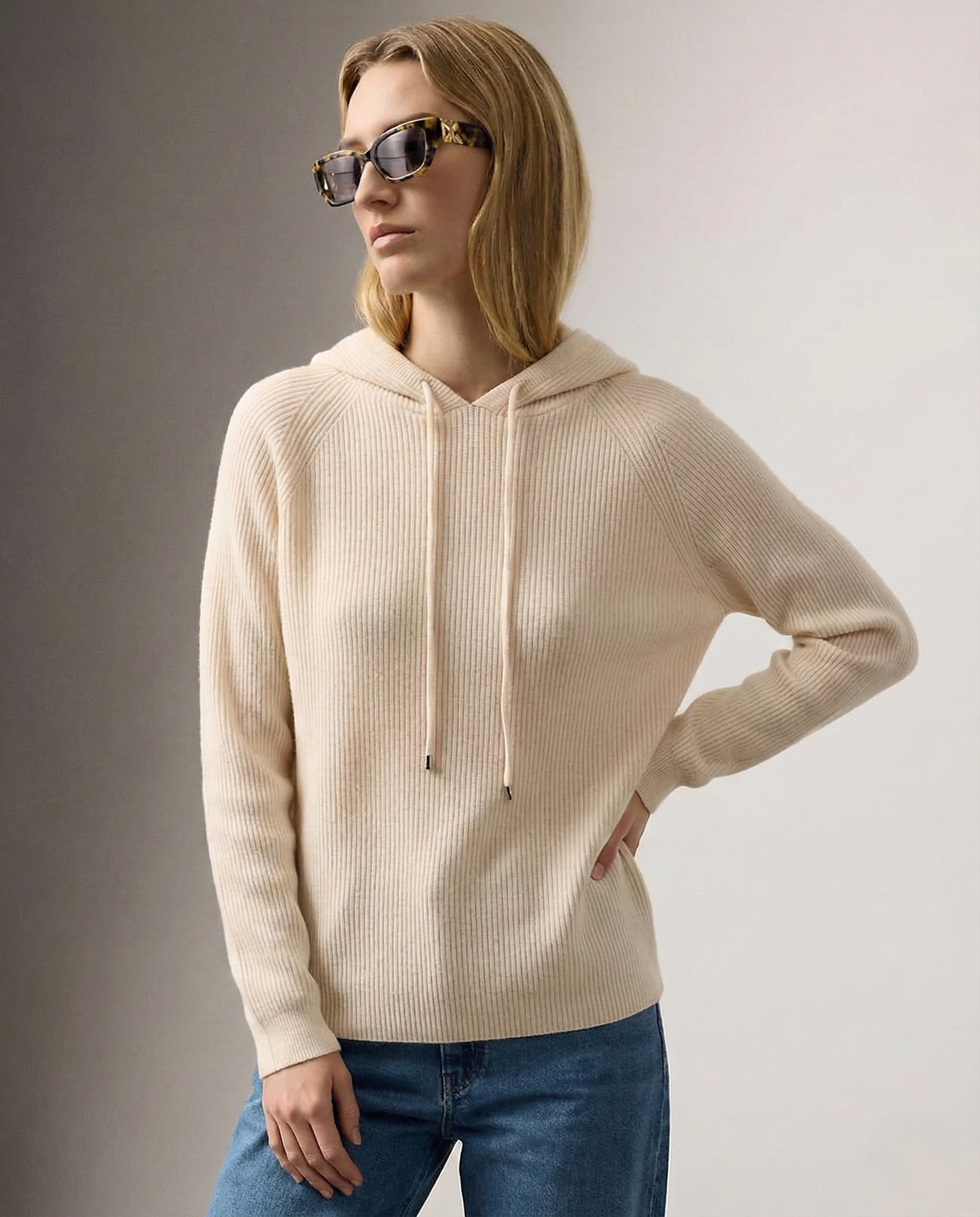 Plush Wool Blend Hoodie with Adjustable Drawstrings - photo 6