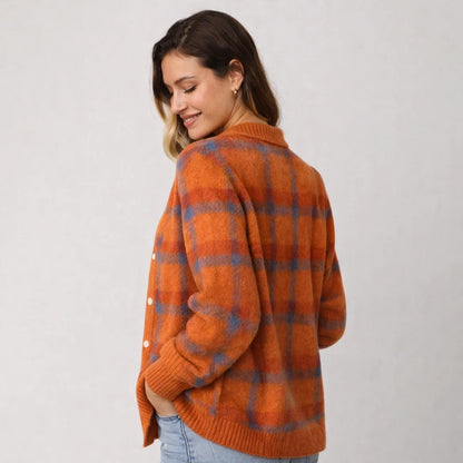 Poppy Checked Knit Shirt Cardigan