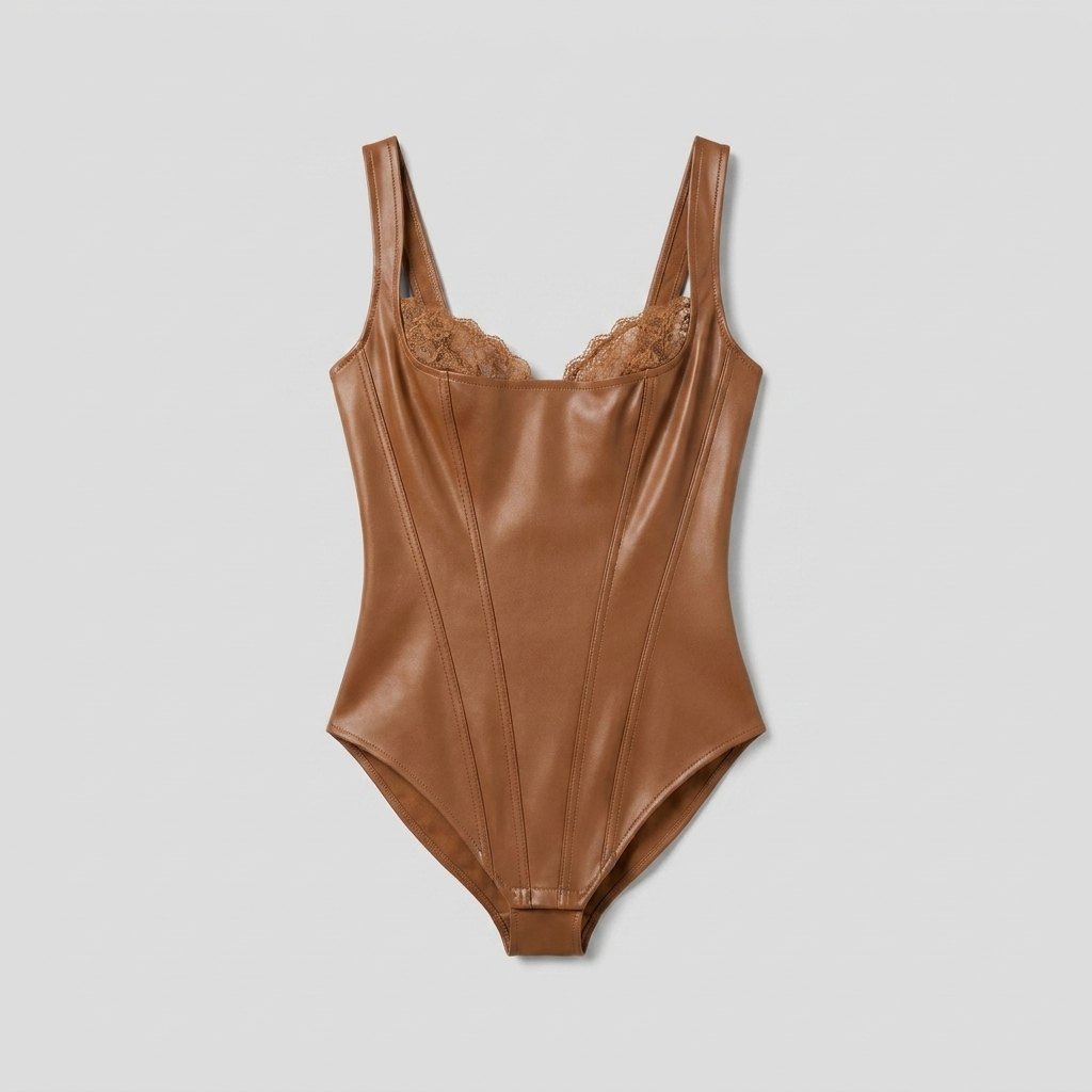 Pulse Bodysuit - Faux Leather & Lace Shapewear - photo 3