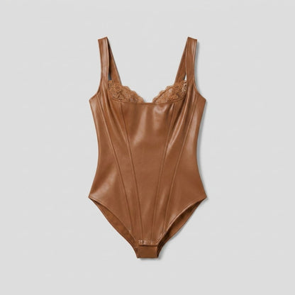 Pulse Bodysuit - Faux Leather & Lace Shapewear - photo 3