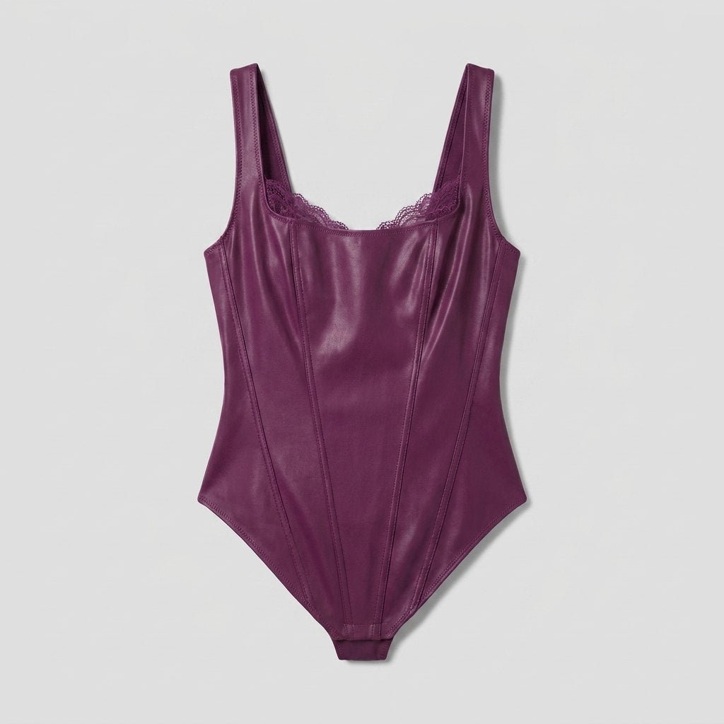 Pulse Bodysuit - Faux Leather & Lace Shapewear - photo 4