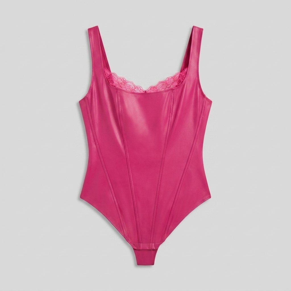 Pulse Bodysuit - Faux Leather & Lace Shapewear - photo 5