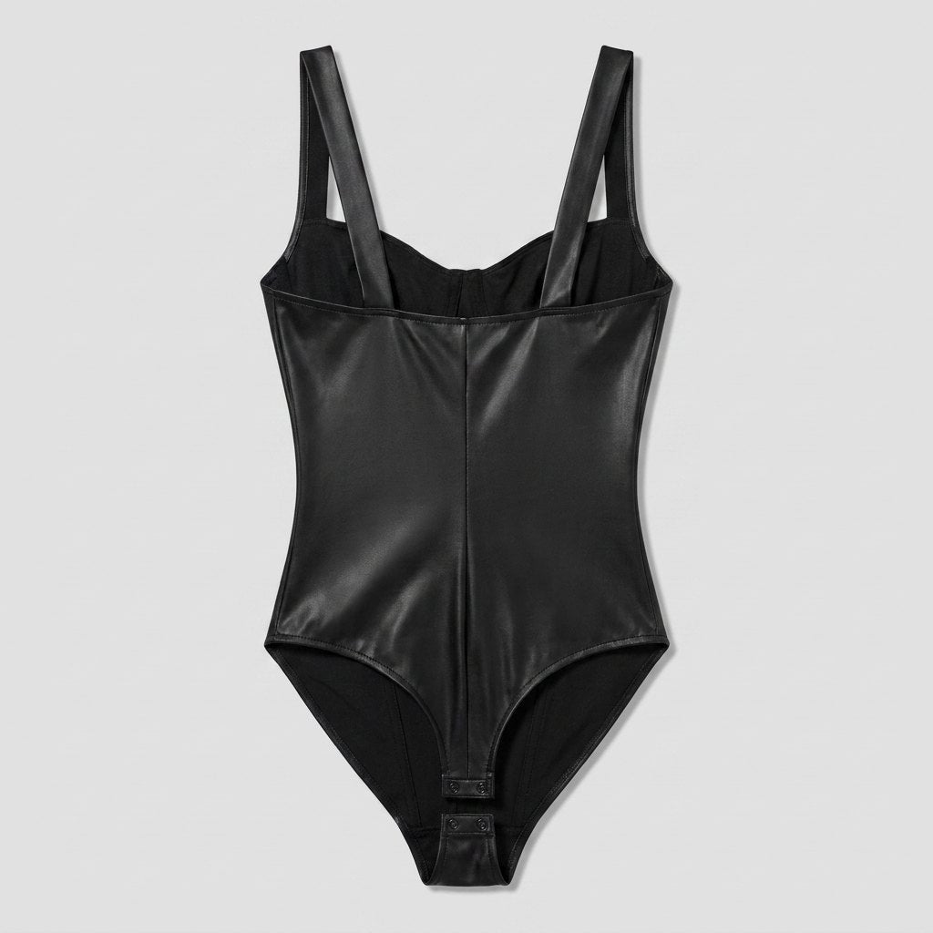 Pulse Bodysuit - Faux Leather & Lace Shapewear - photo 6