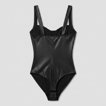 Pulse Bodysuit - Faux Leather & Lace Shapewear - photo 6