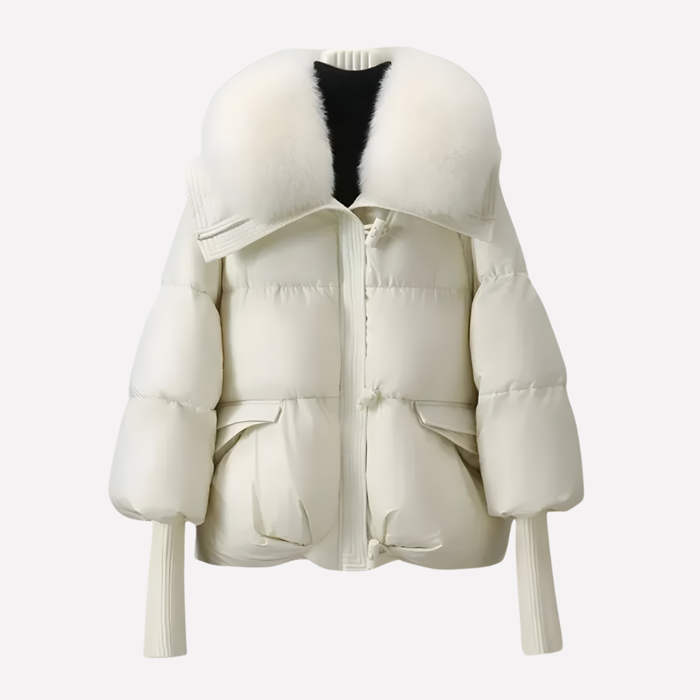 Quilted Puffer Jacket with Detachable Faux Fur Collar - photo 2