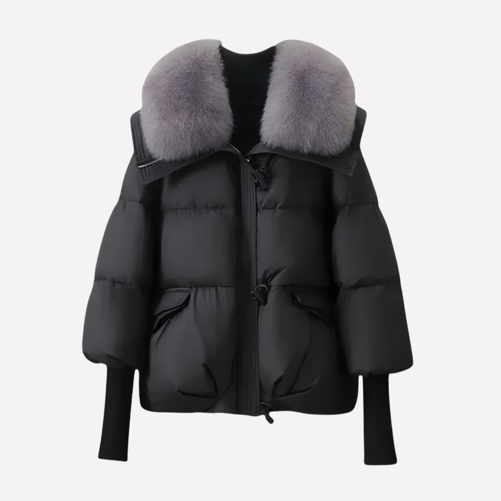 Quilted Puffer Jacket with Detachable Faux Fur Collar - photo 3