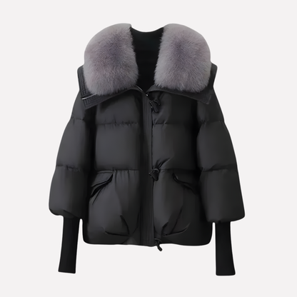 Quilted Puffer Jacket with Detachable Faux Fur Collar - photo 3