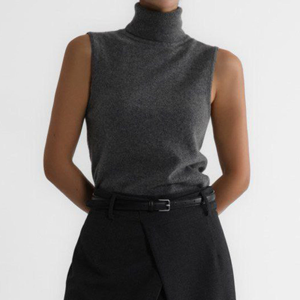 Quinn Sleeveless Knit Funnel-Neck Top