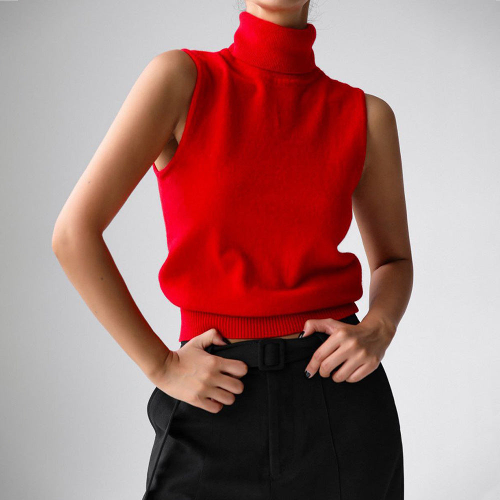 Quinn Sleeveless Knit Funnel-Neck Top