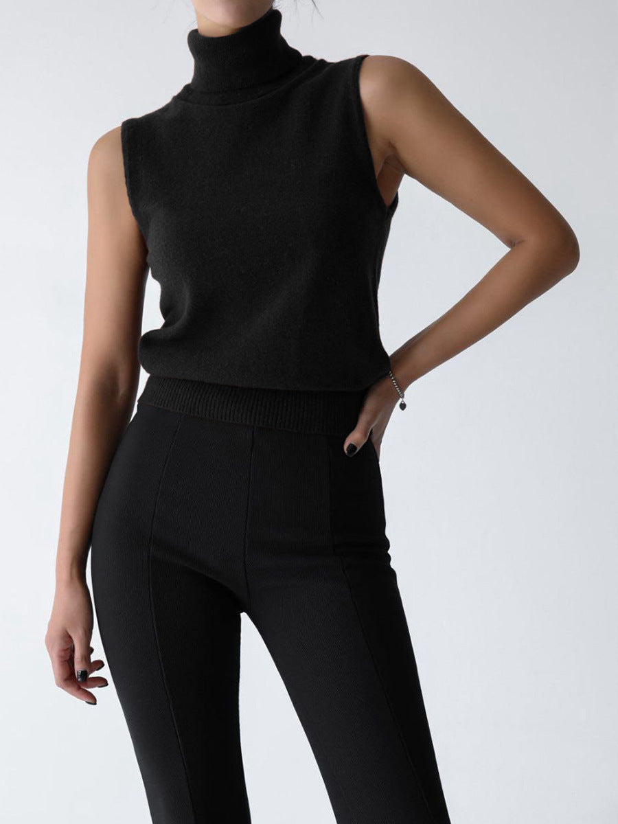 Quinn Sleeveless Knit Funnel-Neck Top