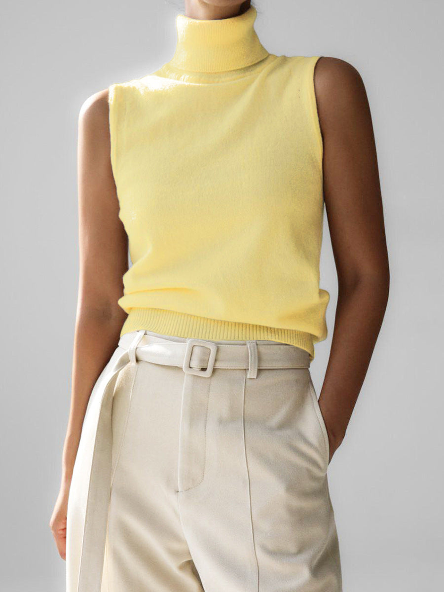 Quinn Sleeveless Knit Funnel-Neck Top