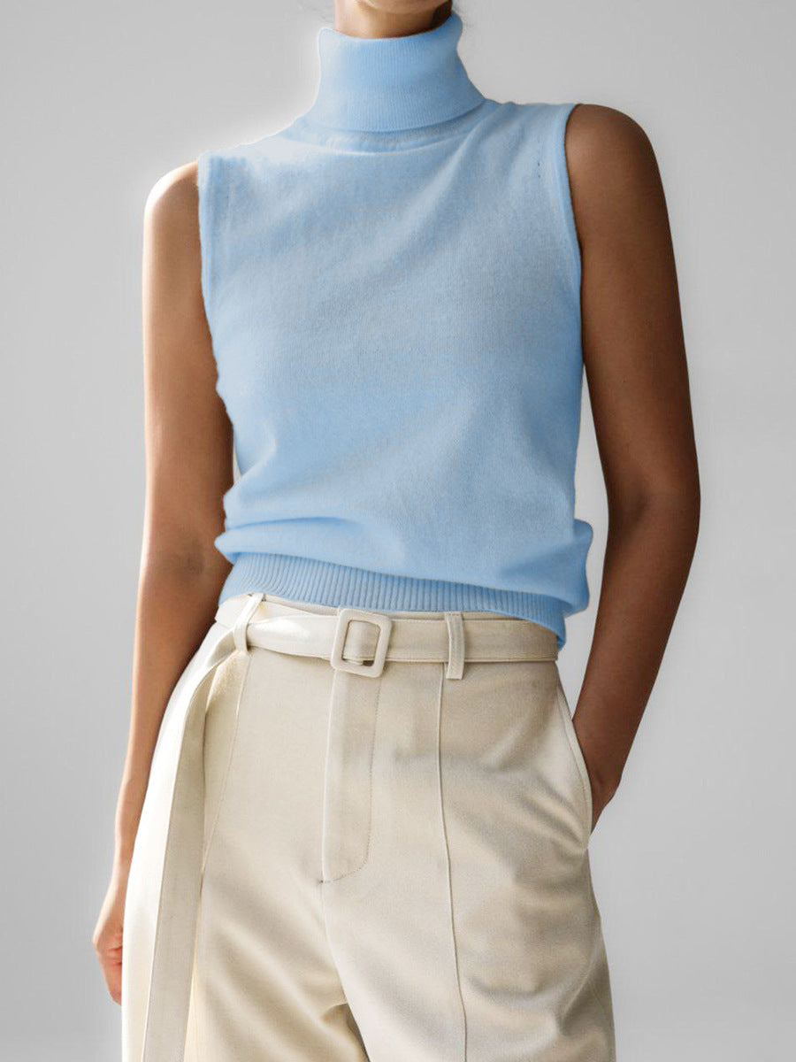 Quinn Sleeveless Knit Funnel-Neck Top
