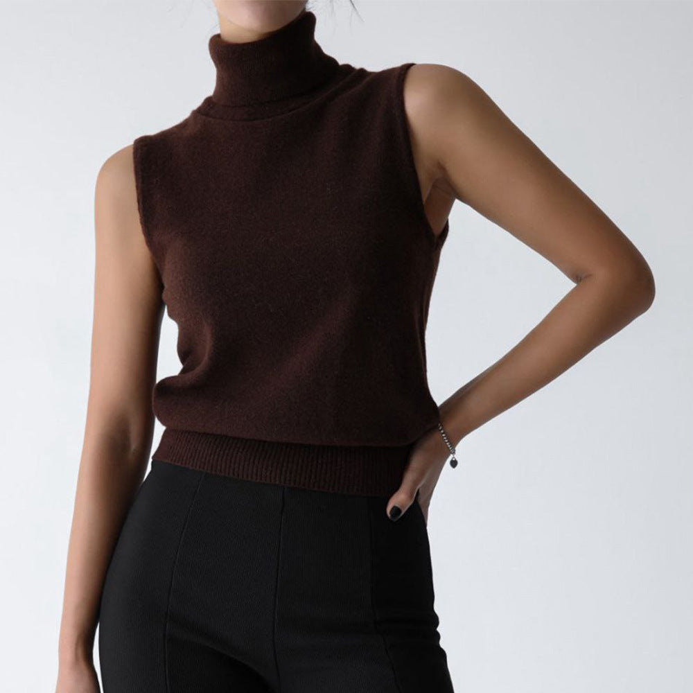 Quinn Sleeveless Knit Funnel-Neck Top