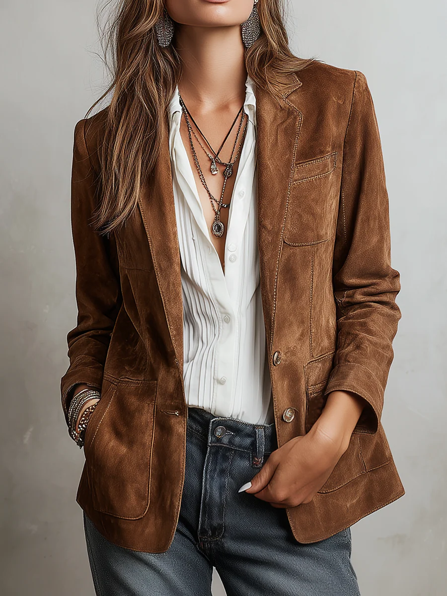Rachel Button-Down Suede Blazer for Women - photo 1