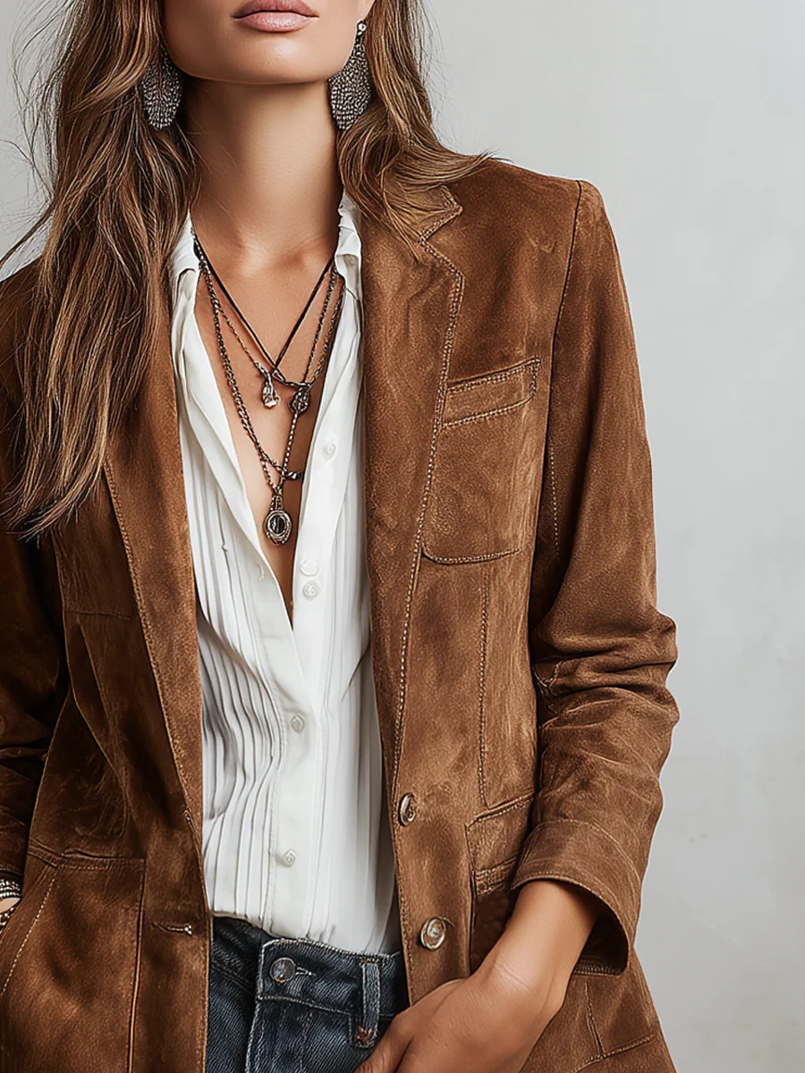 Rachel Button-Down Suede Blazer for Women - photo 4