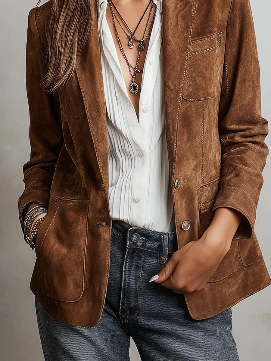 Rachel Button-Down Suede Blazer for Women - photo 5