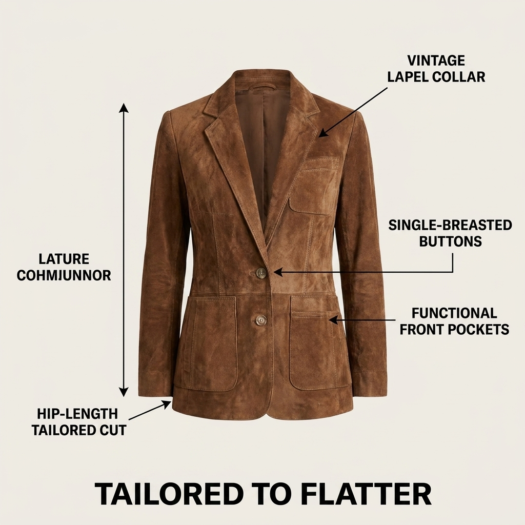 Rachel Button-Down Suede Blazer for Women - photo 9
