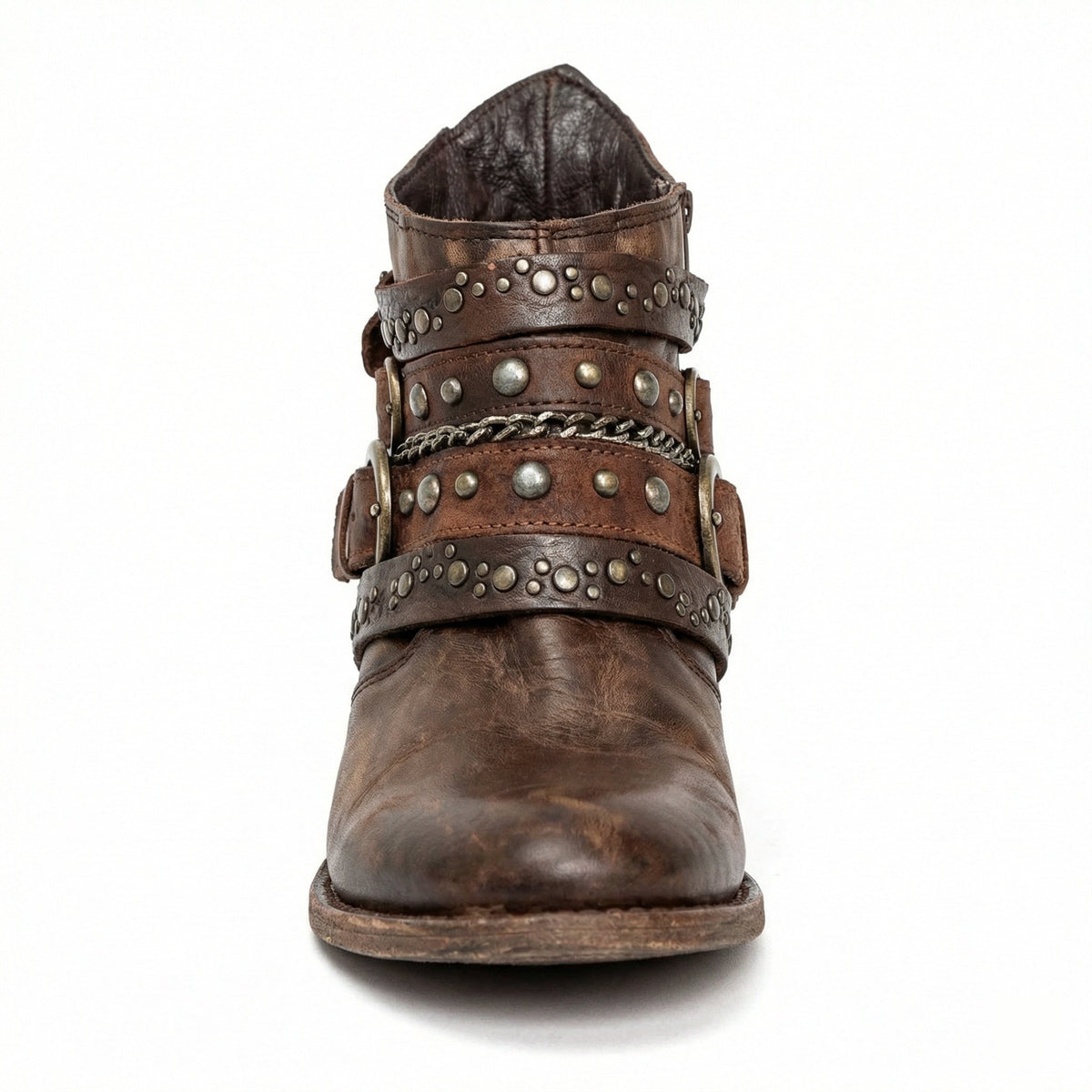 Raven Studded Buckle Ankle Boots