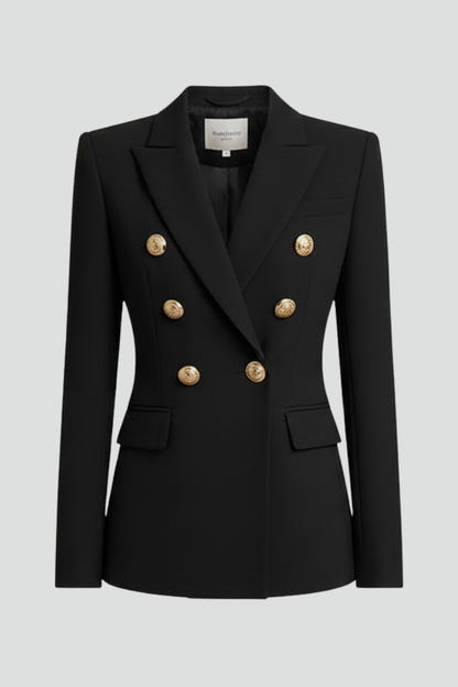 Rebecca Double-Breasted Blazer with Gold-Tone Buttons - photo 1