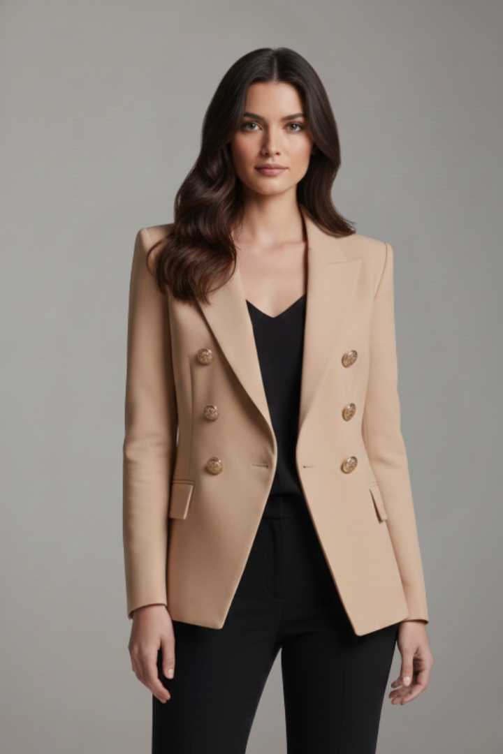 Rebecca Double-Breasted Blazer with Gold-Tone Buttons - photo 11