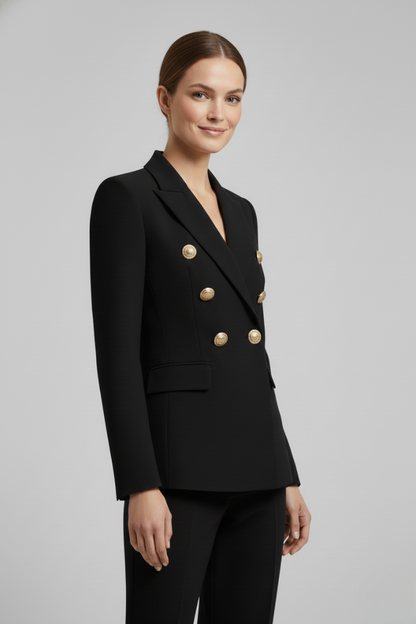Rebecca Double-Breasted Blazer with Gold-Tone Buttons - photo 3
