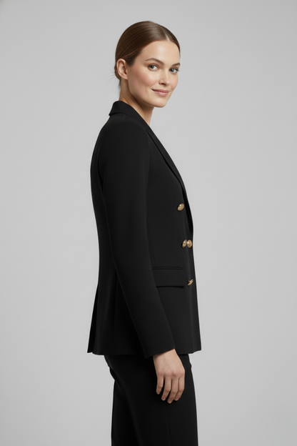 Rebecca Double-Breasted Blazer with Gold-Tone Buttons - photo 4