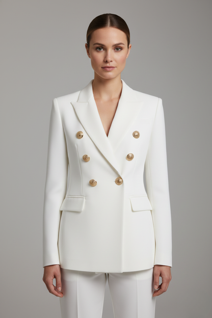 Rebecca Double-Breasted Blazer with Gold-Tone Buttons - photo 6