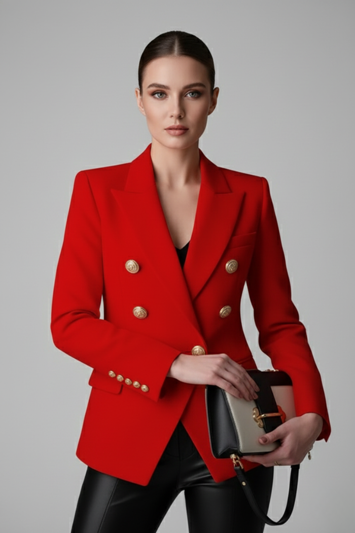 Rebecca Double-Breasted Blazer with Gold-Tone Buttons - photo 7