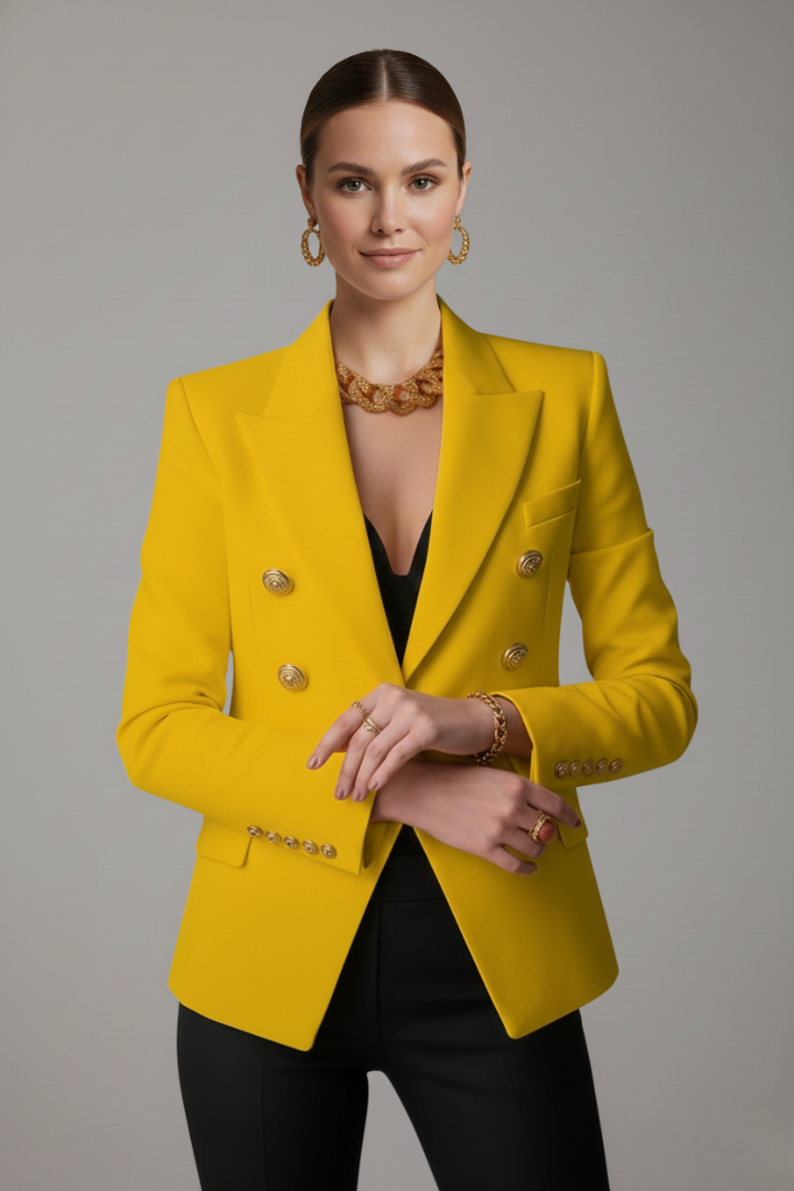 Rebecca Double-Breasted Blazer with Gold-Tone Buttons - photo 8