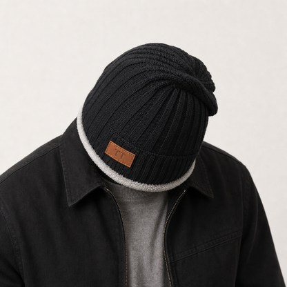 Rex Men's Fleece-Cuff Ribbed Beanie