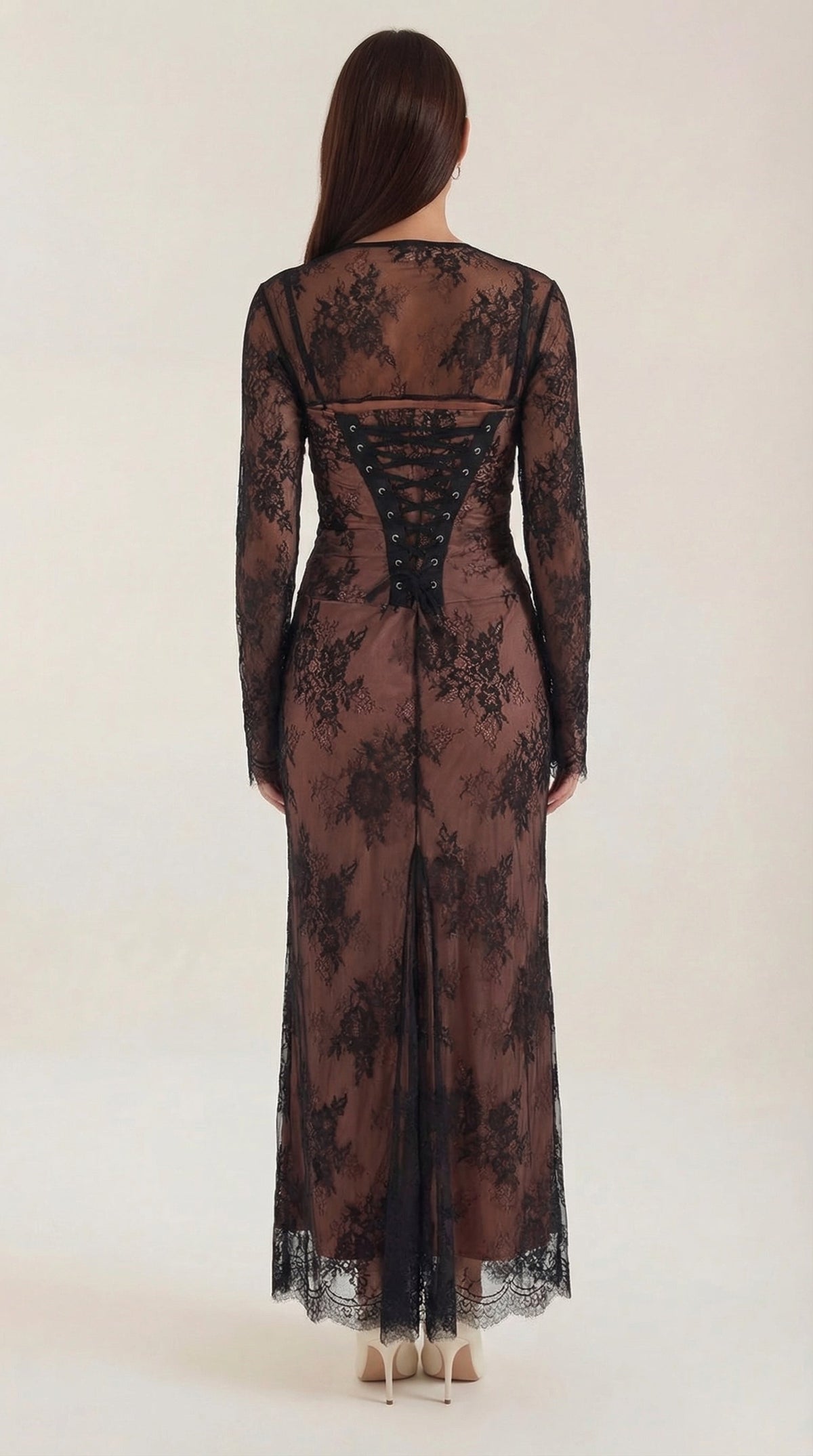 Sabrina Lace Long-Sleeve Maxi Dress
