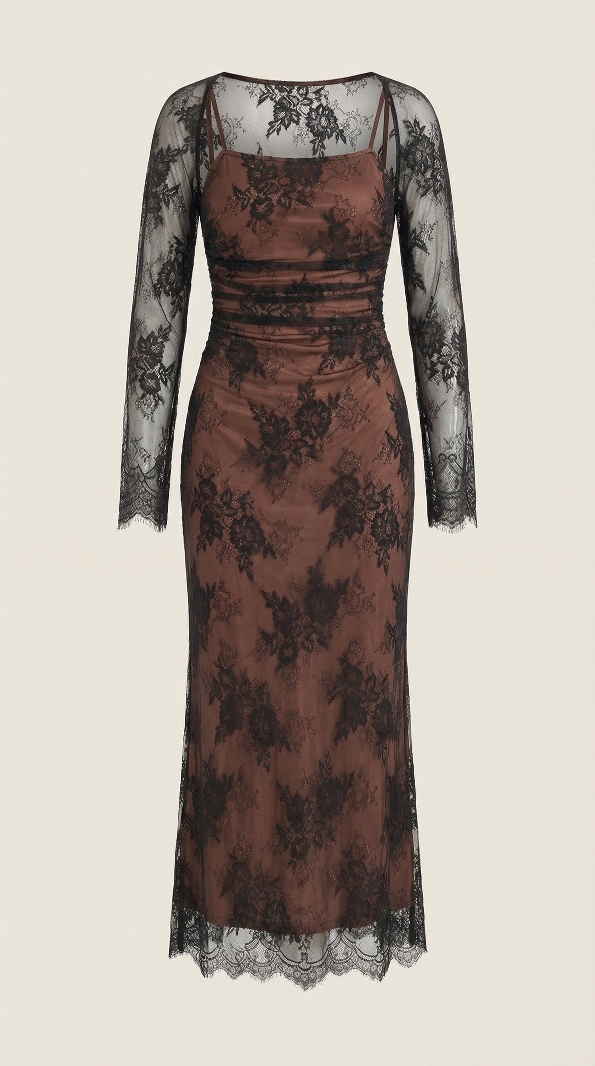 Sabrina Lace Long-Sleeve Maxi Dress