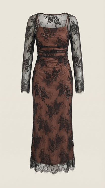 Sabrina Lace Long-Sleeve Maxi Dress