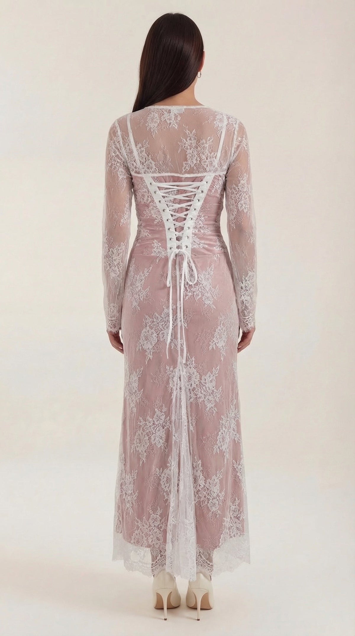 Sabrina Lace Long-Sleeve Maxi Dress