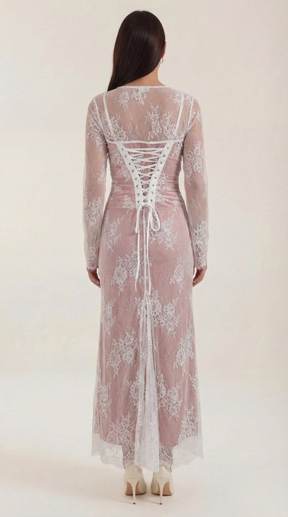 Sabrina Lace Long-Sleeve Maxi Dress