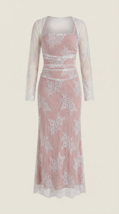 Sabrina Lace Long-Sleeve Maxi Dress