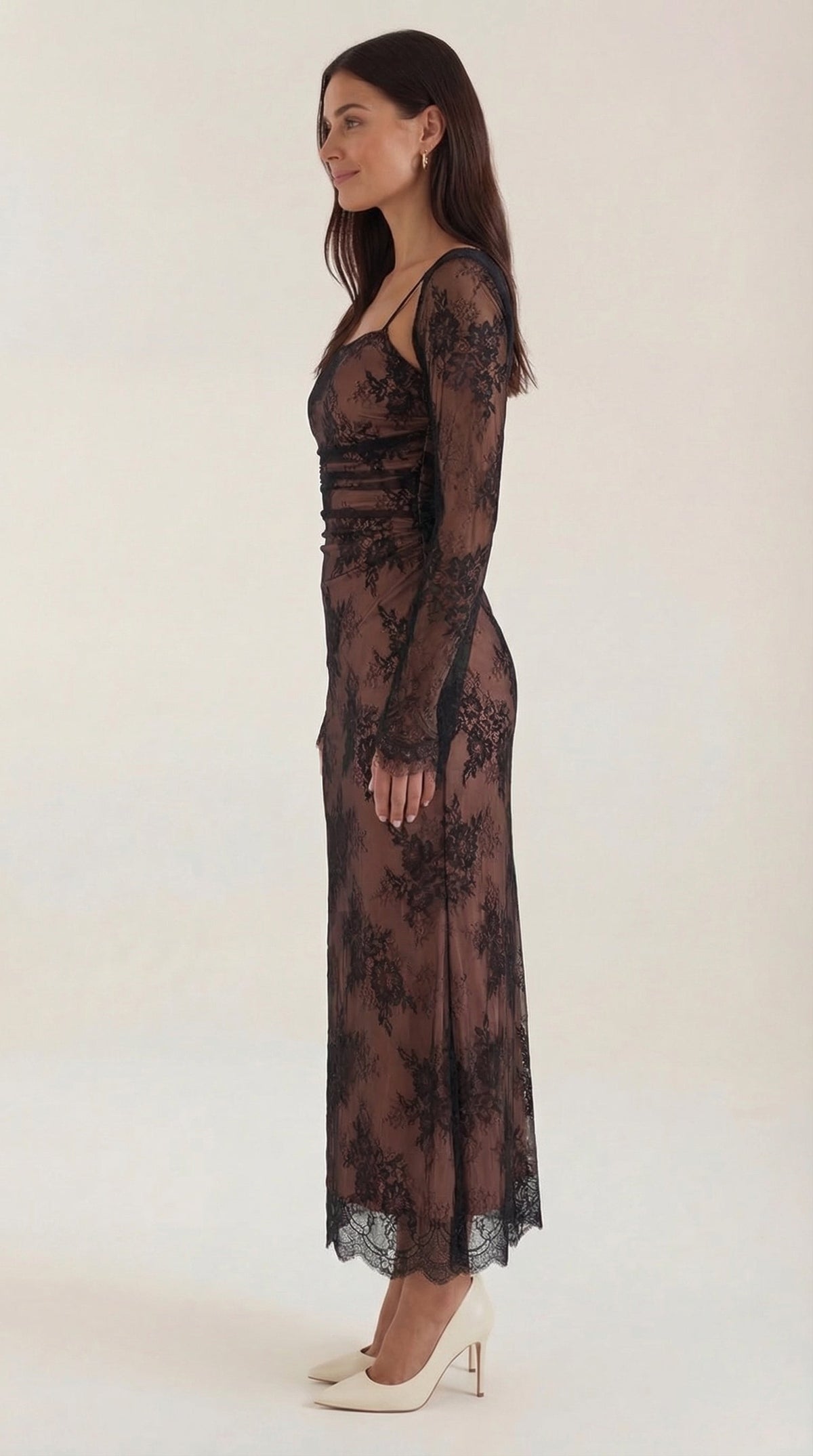 Sabrina Lace Long-Sleeve Maxi Dress