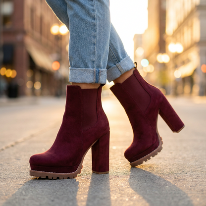 Sadie Platform Block-Heel Ankle Boots