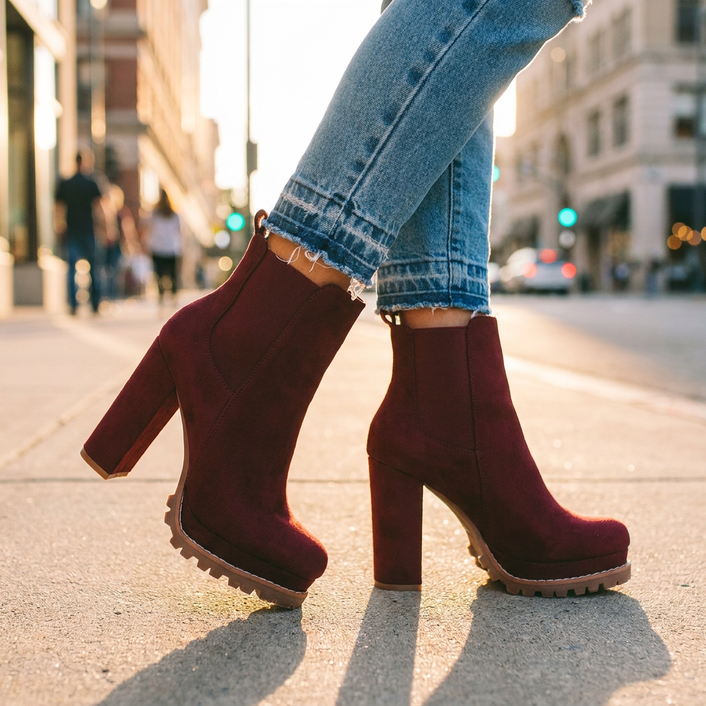 Sadie Platform Block-Heel Ankle Boots