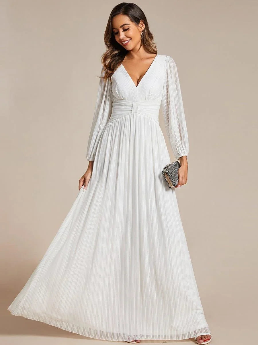 Sierra Sequin Gown - Empire Waist, Lantern Sleeve Formal Dress - photo 12