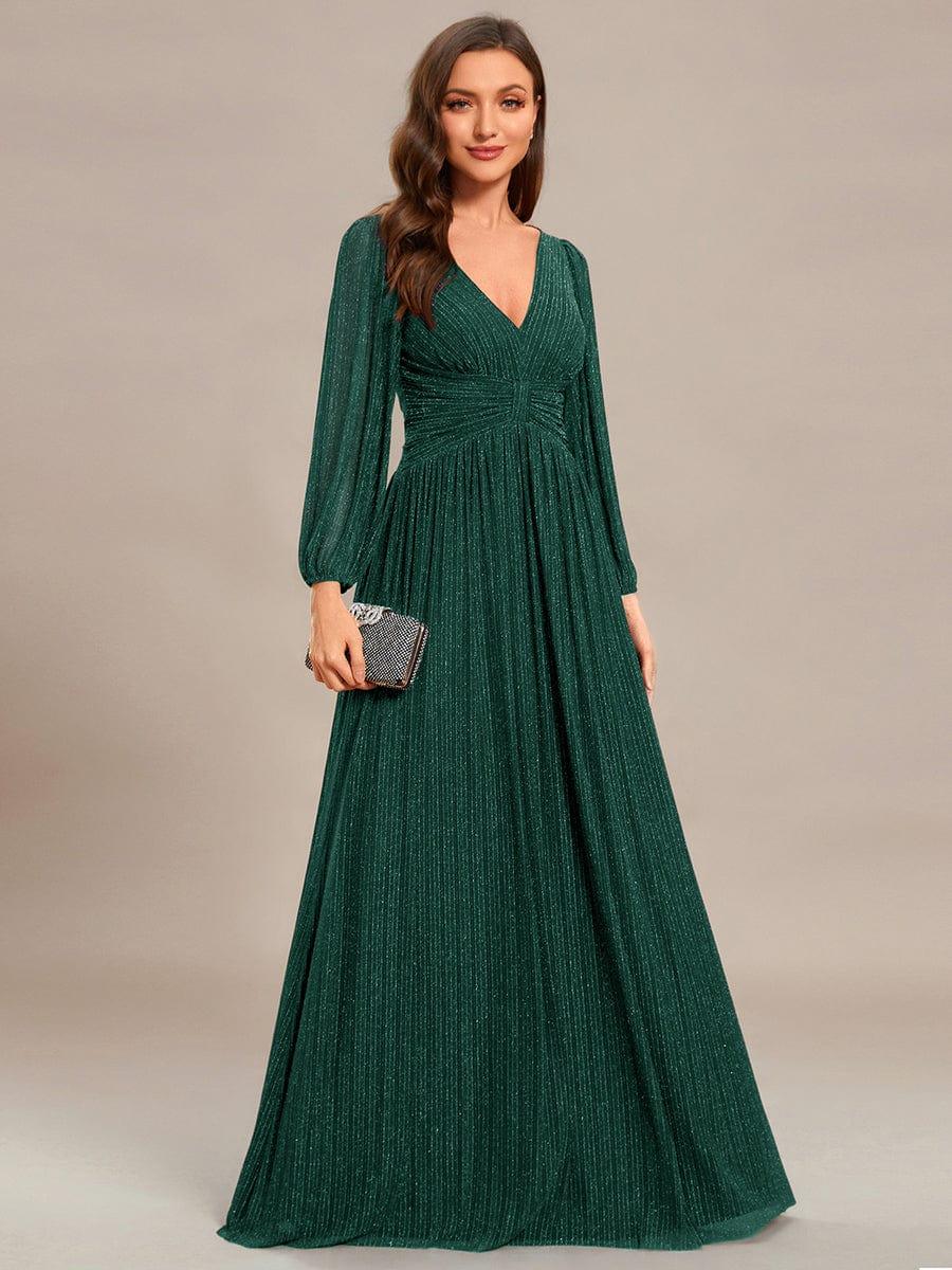 Sierra Sequin Gown - Empire Waist, Lantern Sleeve Formal Dress - photo 6