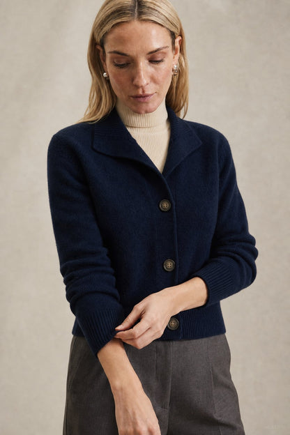 Statement Button Wool Blend Cardigan with Soft Neckline - photo 5