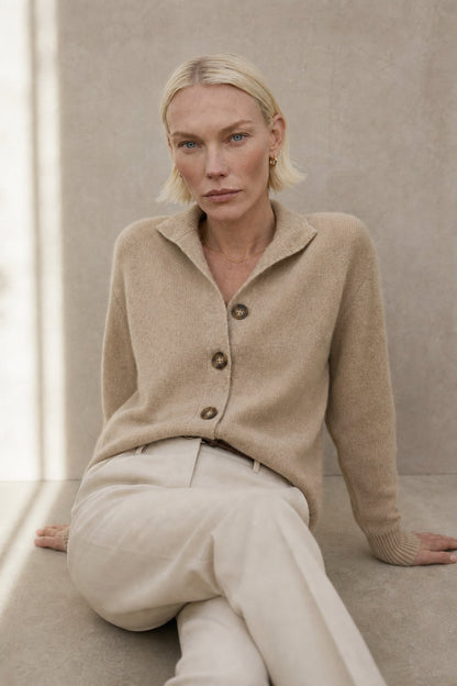 Statement Button Wool Blend Cardigan with Soft Neckline - photo 6