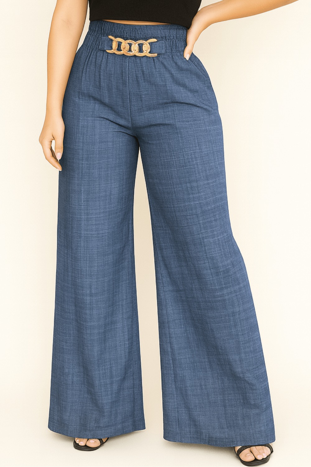 Talia Wide-Leg Trousers with Elastic Waist