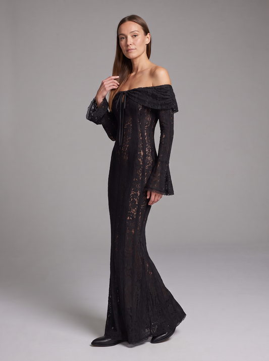 Tamsin Off-Shoulder Godet Maxi Gown