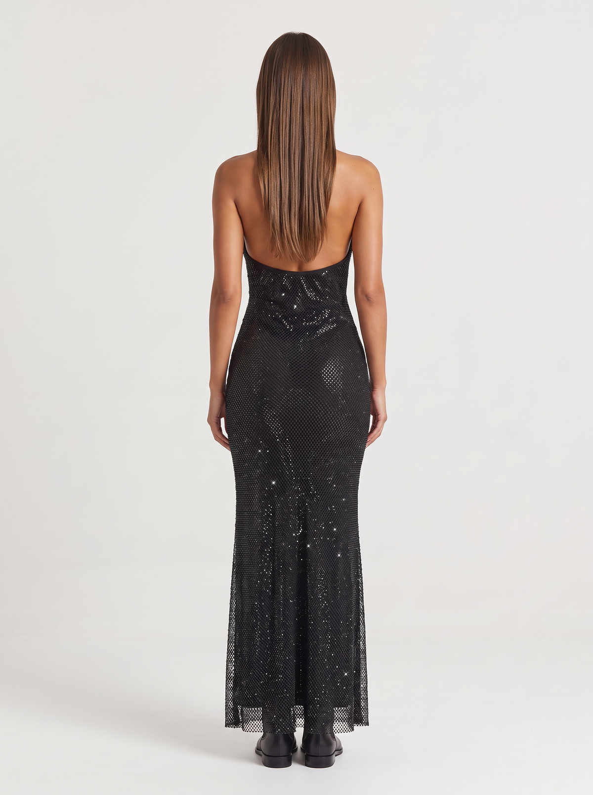 Thea Sequin Plunge Halter Maxi Dress