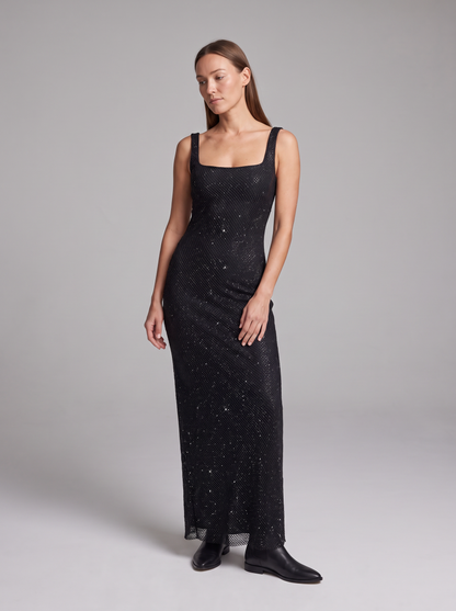 Valerie Sequin Square-Neck Gala Maxi Dress