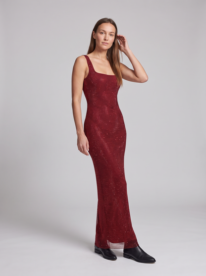 Valerie Sequin Square-Neck Gala Maxi Dress