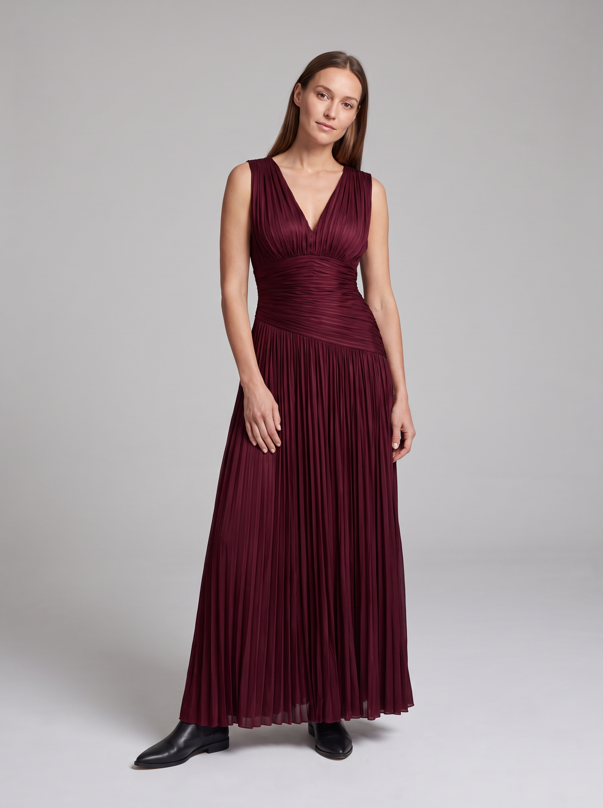 Winona Pleated Evening Maxi Dress